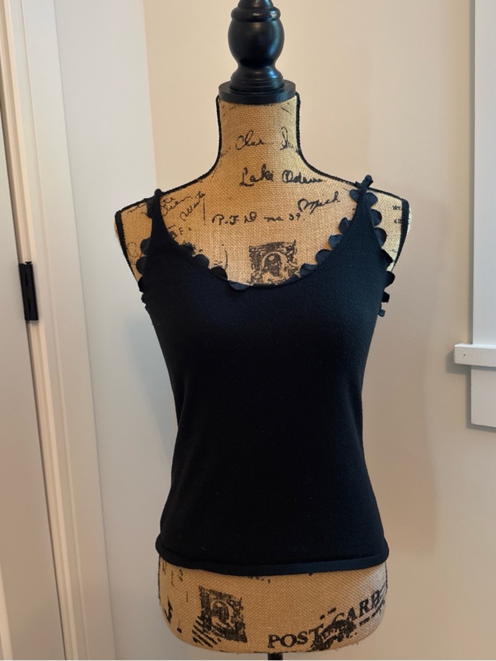 Etcetera Black Scallop-Trim Tank Top